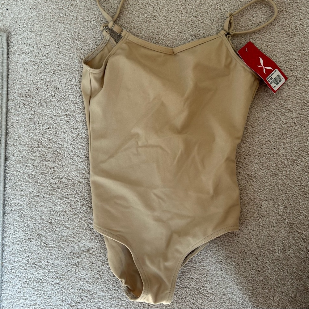 Capezio Cami Adjustable Strap Nude Leotard Girls Size L
